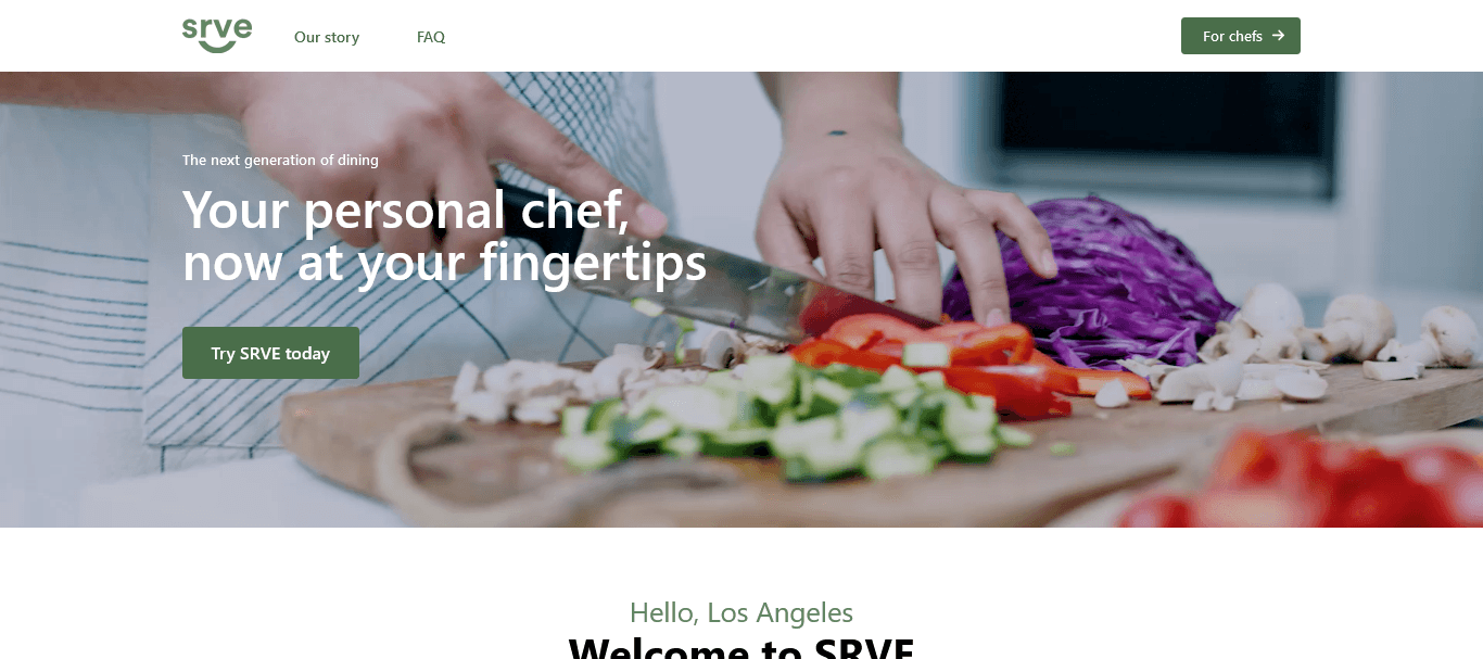 SRVE Event Landing website